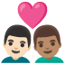 👨🏻‍❤️‍👨🏽 couple with heart: man, man, light skin tone, medium skin tone display on Google